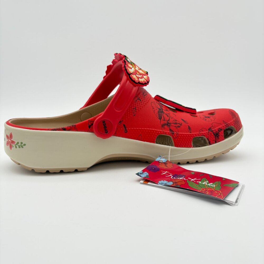 NWT Womens Size 12 Mens Size 10  Frida Kahlo Bone Red Crocs Classic Clogs - Picture 6 of 11